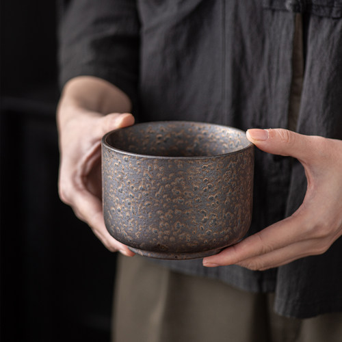 复古鎏金陶瓷茶洗茶钵建水