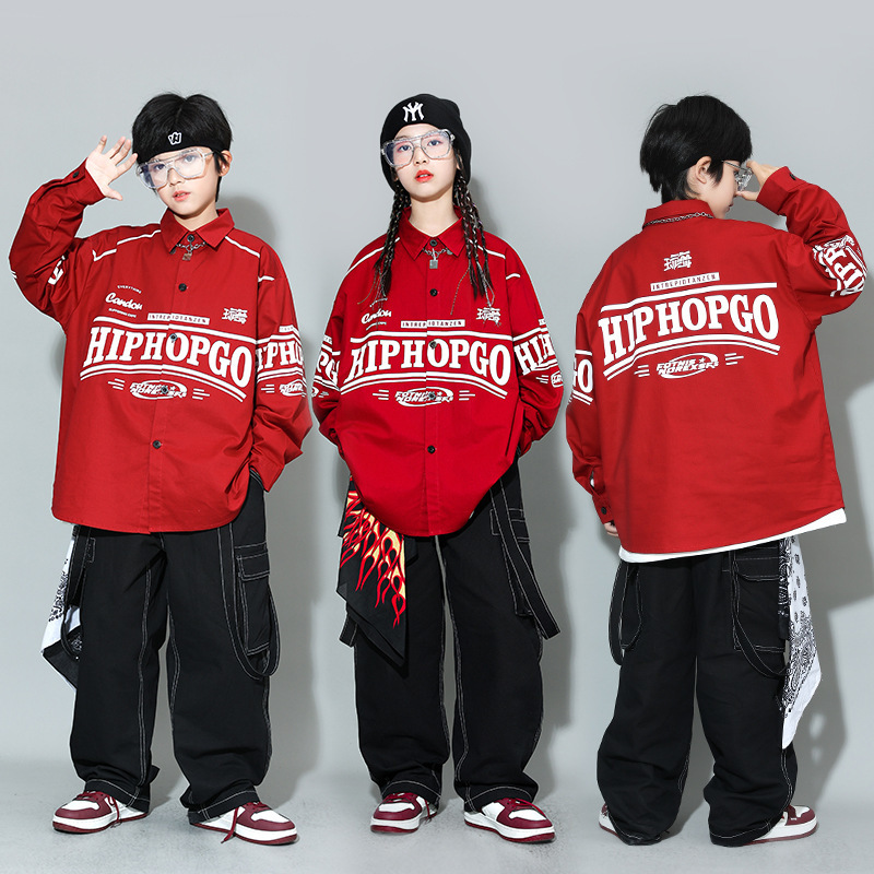 儿童街舞潮服秋冬hiphop定制马夹套装女童爵士舞男童元旦演出服