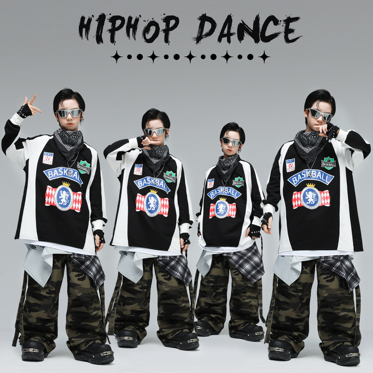街舞儿童演出潮服嘻哈男童hiphop套装少儿舞台表演服时髦女童炸街