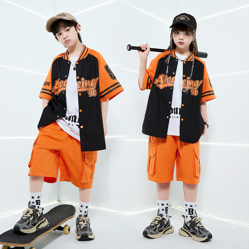儿童街舞套装hiphop潮服男童定制外套演出服炸街爵士走秀潮牌夏季
