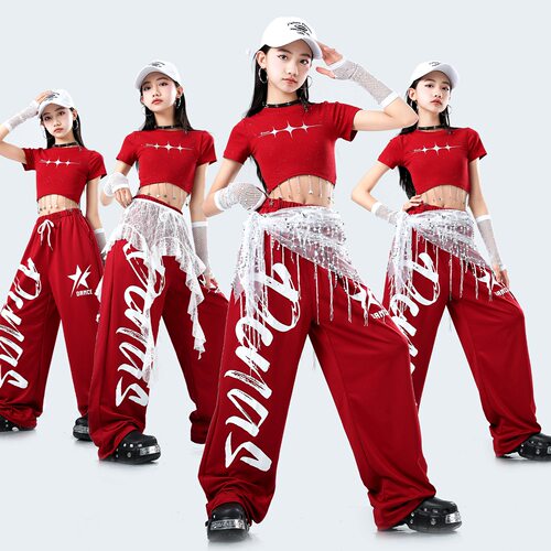 六一儿童街舞服夏季女童露脐jazz爵士舞演出表演潮装女团模特走秀