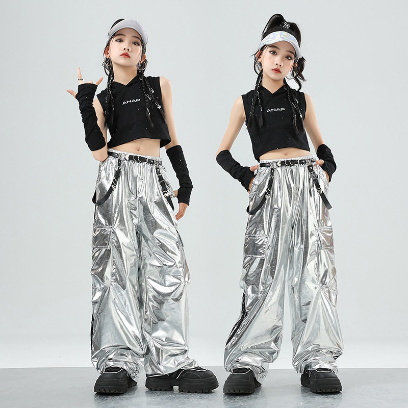 儿童爵士舞服装炸街套装露脐JAZZ街舞演出服女童舞蹈走秀潮服时尚