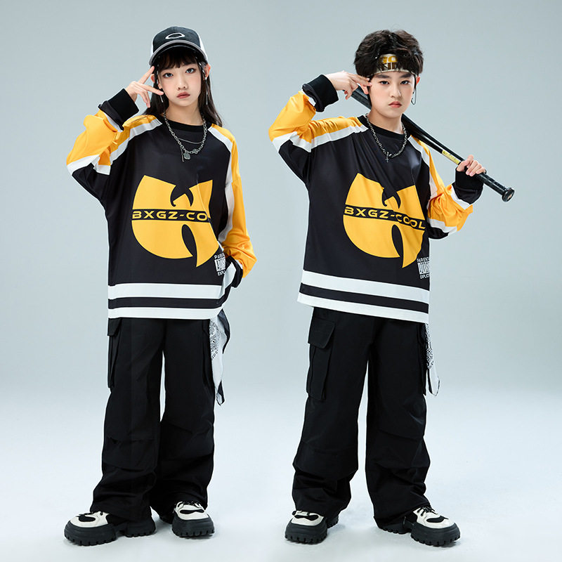 街舞儿童潮服演出服男童套装hiphop少儿嘻哈爵士舞女潮牌卫衣