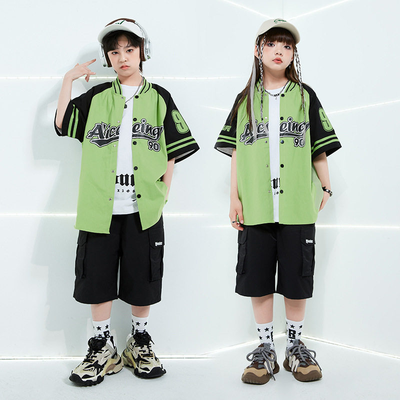 儿童街舞套装hiphop潮服男童定制外套演出服炸街爵士走秀酷帅夏季