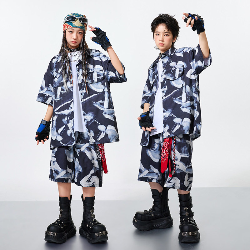 儿童街舞潮服演出服男童套装hiphop童装嘻哈爵士舞架子鼓炸街