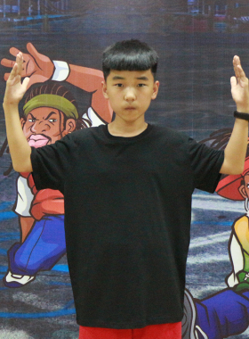 定制幼儿宝宝儿童街舞演出队服宽松bboy纯黑白红色纯棉短袖T恤衫