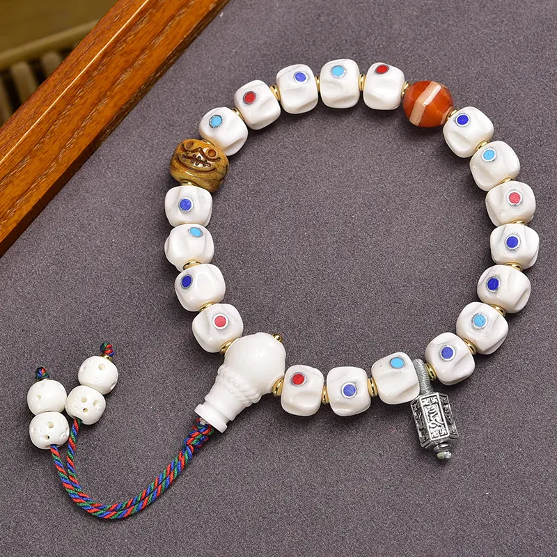 鹿骨镶嵌多宝百香籽手串手链文玩手串男女款配珠散珠流苏首饰