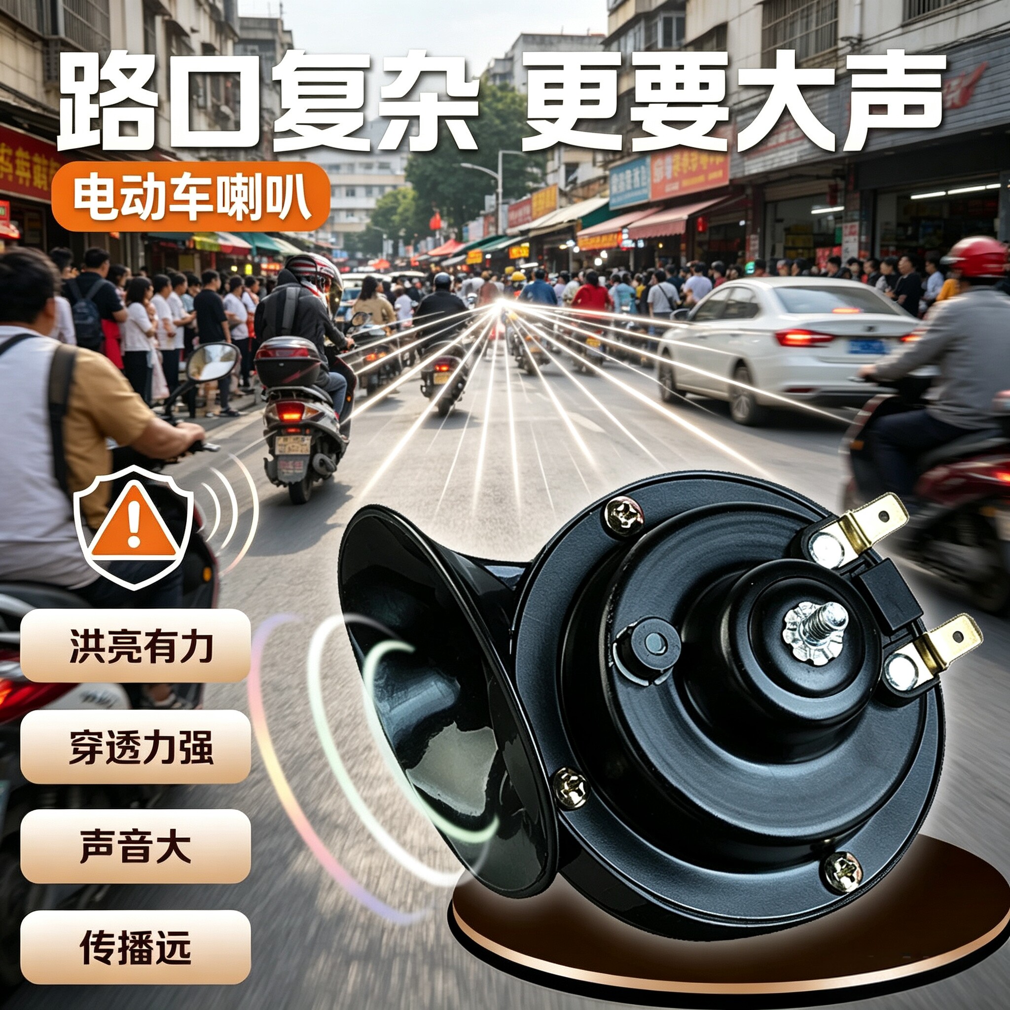 踏板车摩托车改装配件超响汽车电动车助力车蜗牛高音喇叭洪亮有力