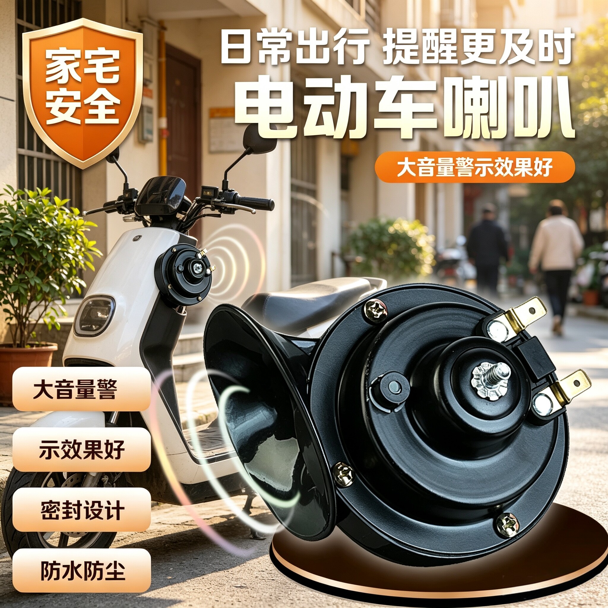 踏板车摩托车改装配件超响汽车电动车助力车蜗牛高音喇叭防水防尘
