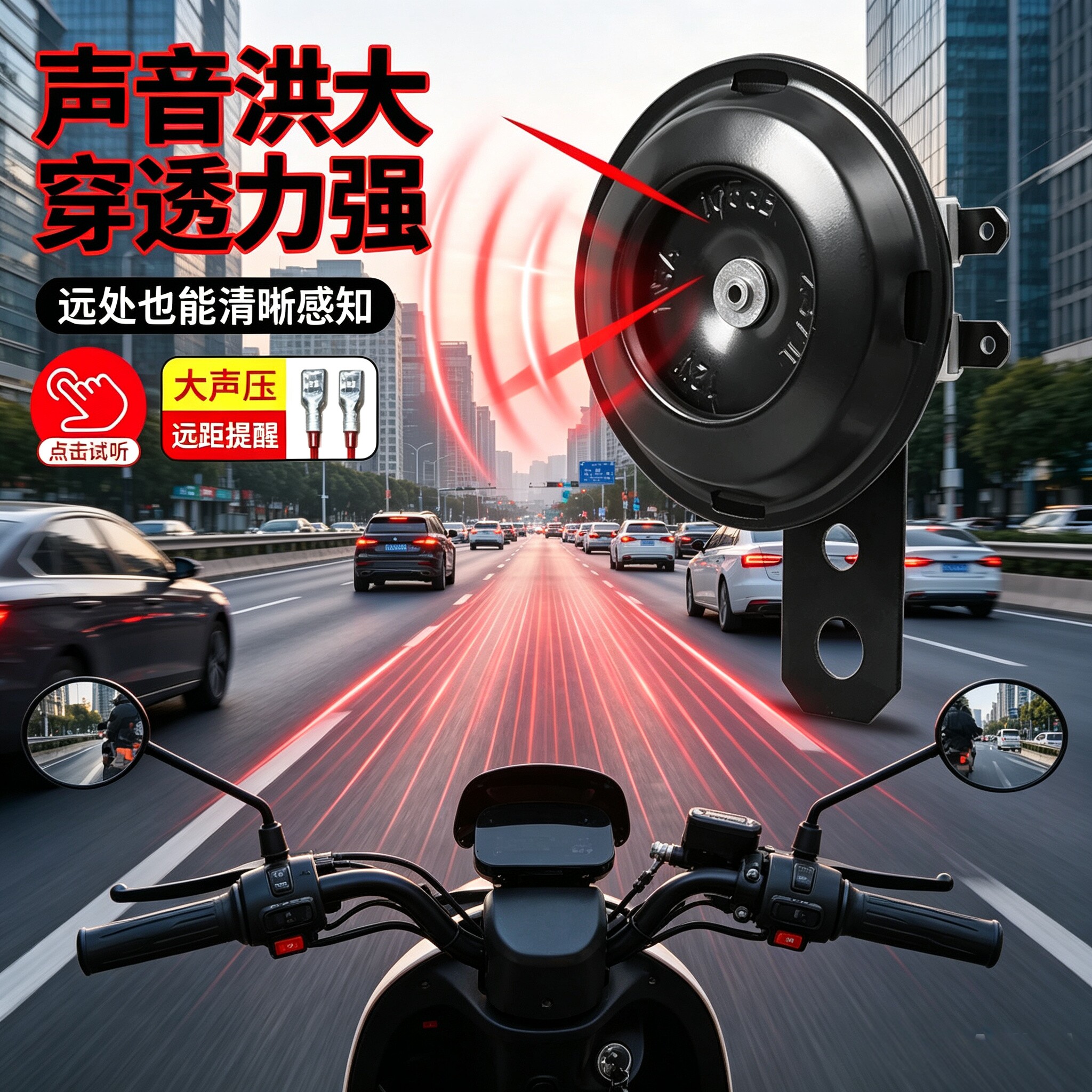 电动车喇叭通用型大声音改装喇叭三轮摩托电瓶车高音喇叭金属材质