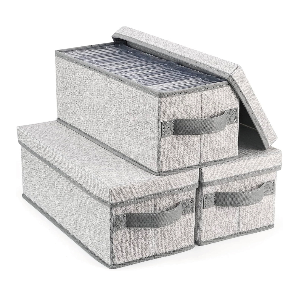 带盖布艺DVD碟片CD收纳箱出口日本专辑游戏碟储物盒内衣整理防尘