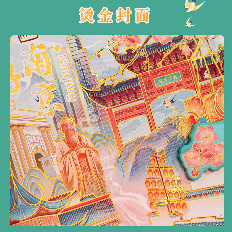 热门城市景点彩绘烫金手账本学生文具日记本礼品店博物馆伴手