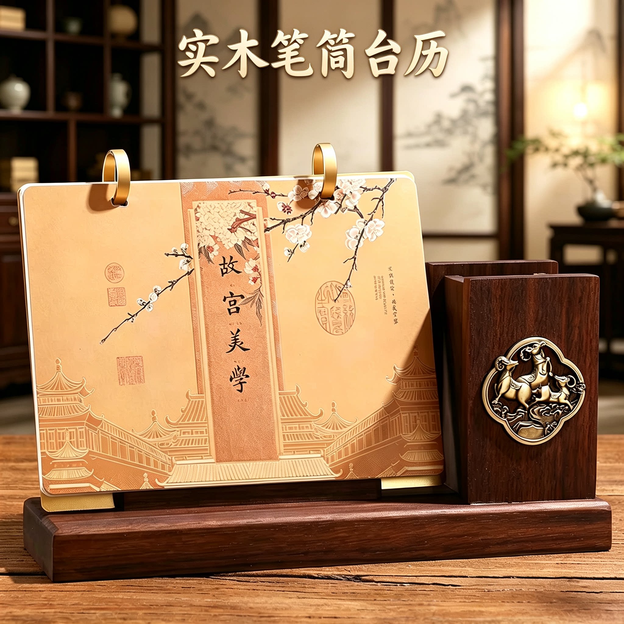 2027年高档实木台历新款国风日历