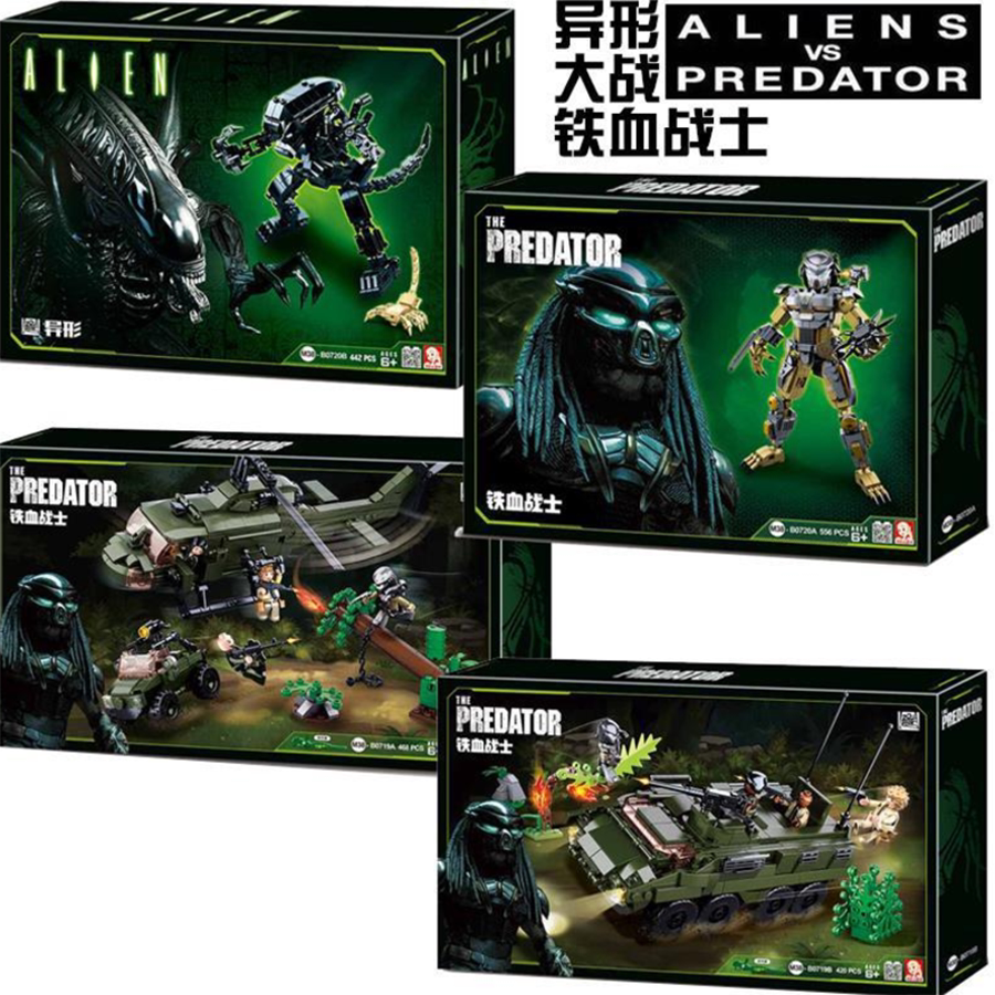 兼容乐高异形电影人拼装异形积木铁血战士军事模小学生流行玩具