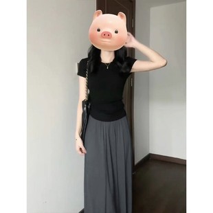 2025新款 御姐高级感连衣裙女夏紧身针织上衣 半身长裙子两件套装