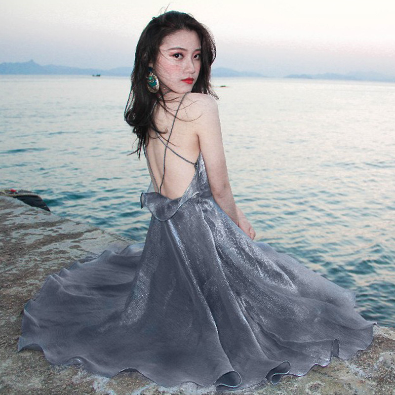 海边度假裙三亚性感露背沙滩裙新款吊带连衣裙夏女超仙小礼服晚宴