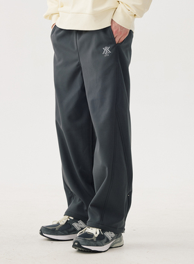 KITH秋冬机能垂感直筒卫裤男士加绒刺绣运动休闲百搭松紧腰长裤子