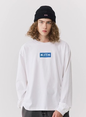 KITH BOX LOGO胸前植绒印花长袖男圆领套头Tee恤情侣打底衫女美潮
