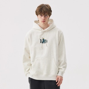 情侣装 宽松连帽卫衣男纽约火炬刺绣女秋冬帽衫 上衣 落肩袖 KITH美式