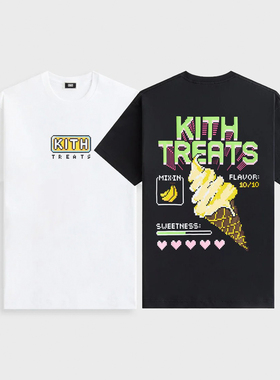 KITH TREATS 冰淇淋甜筒复古街机游戏赛博朋克风格马赛克短袖T恤