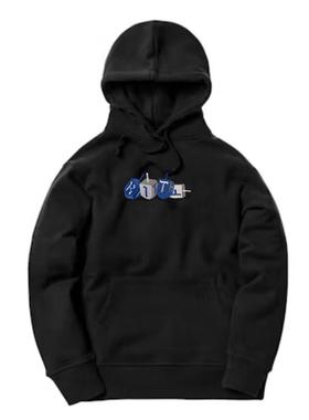 KITH连帽卫衣重磅美式黑色卫衣男女秋冬加绒情侣帽衫刺绣休闲外套