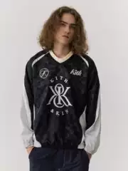 Kith Dilireba Style Satin Nylon Retro Sports Long-Sleeve Patchwork Jersey Ice Hockey Shirt T-Shirt for Men and Women