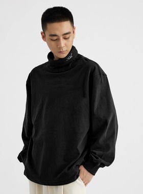 KITH 24秋季款高领衫长袖刺绣Logo潮流休闲纯棉内搭保暖打底T恤男