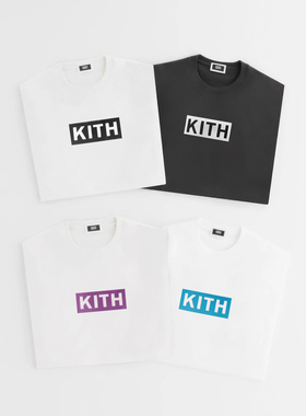 defans KITH BOX LOGO植绒印花短袖男圆领套头Tee恤情侣打底衫女