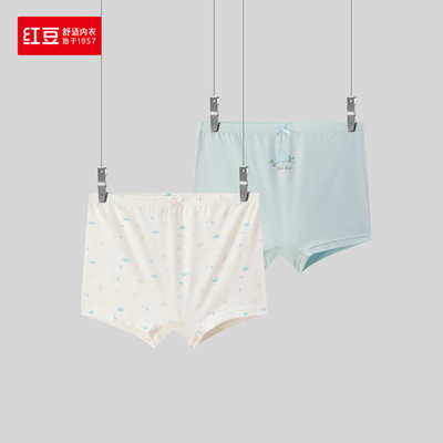 红豆居家2026新款真丝系列|女童印花高弹抑菌平角内裤 条装 5K622