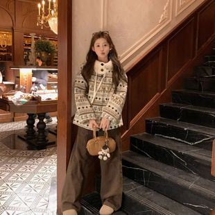 高级感费尔岛羊羔毛外套女冬加厚连帽一体摇粒绒百搭保暖软糯上衣