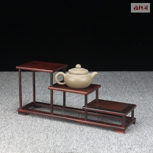 红酸枝微凹黄檀连台展示架工艺品盆景摆件紫砂壶底座红木小博古架