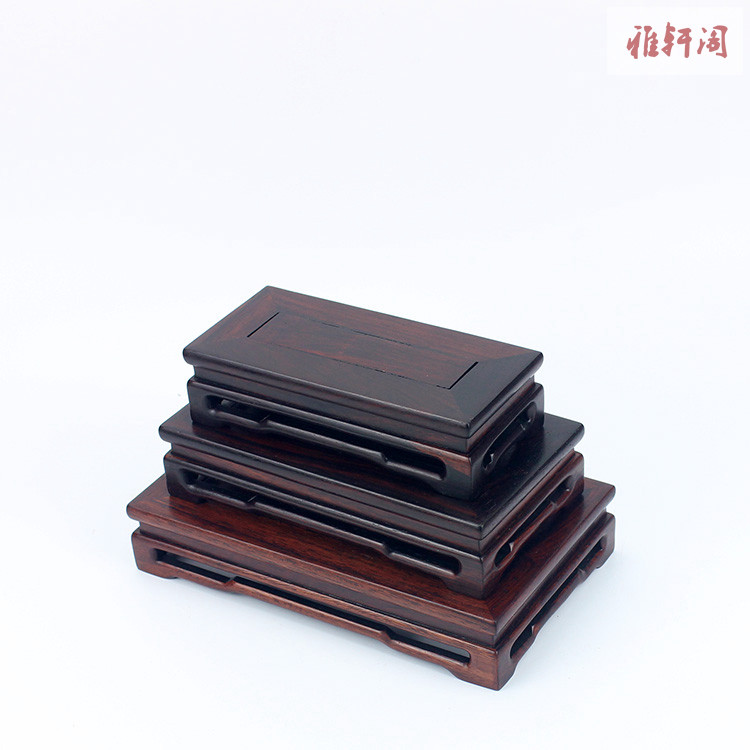 红酸枝古典长方形底座紫砂茶壶印章花瓶盆景摆件石头文玩中式木托
