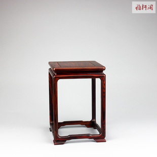 红酸枝老红木明式正方高几奇石玉器摆件花瓶花微型盆景底座小花架