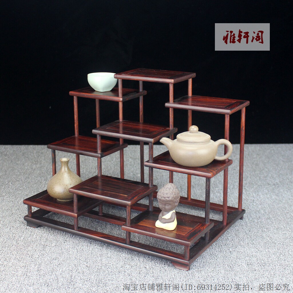 红酸枝榫卯多层小多宝架图片