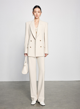 西装套装女2025新款秋冬气质女神范显高显瘦时尚商务米白职业装