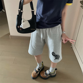 女夏季 新款 韩版 梵文重工刺绣口袋短裤 高腰显瘦设计感情侣五分裤 潮