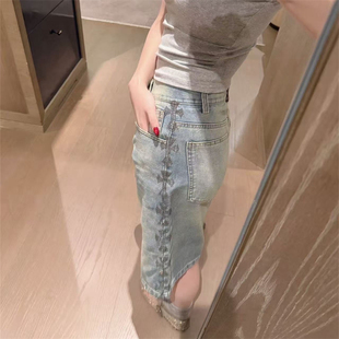 夏季新款十字架重工烫钻牛仔裤女美式复古ins超火设计感洋气中裤