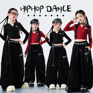 儿童jazz爵士舞服装 秋冬潮酷时髦露脐街舞表演衣服 女童演出服套装