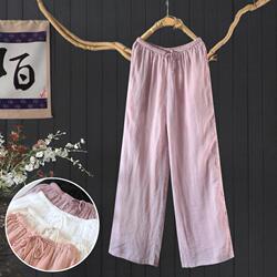 文艺显瘦100支细苎麻直筒裤长裤