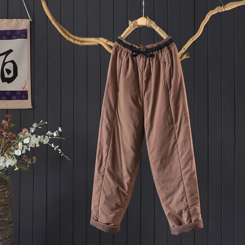 冬宽松百搭夹棉长裤女哈伦裤棉裤