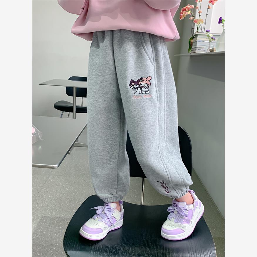 女小童库洛米绣花卫裤秋款女宝宝休闲运动裤春秋装小女孩束脚长裤