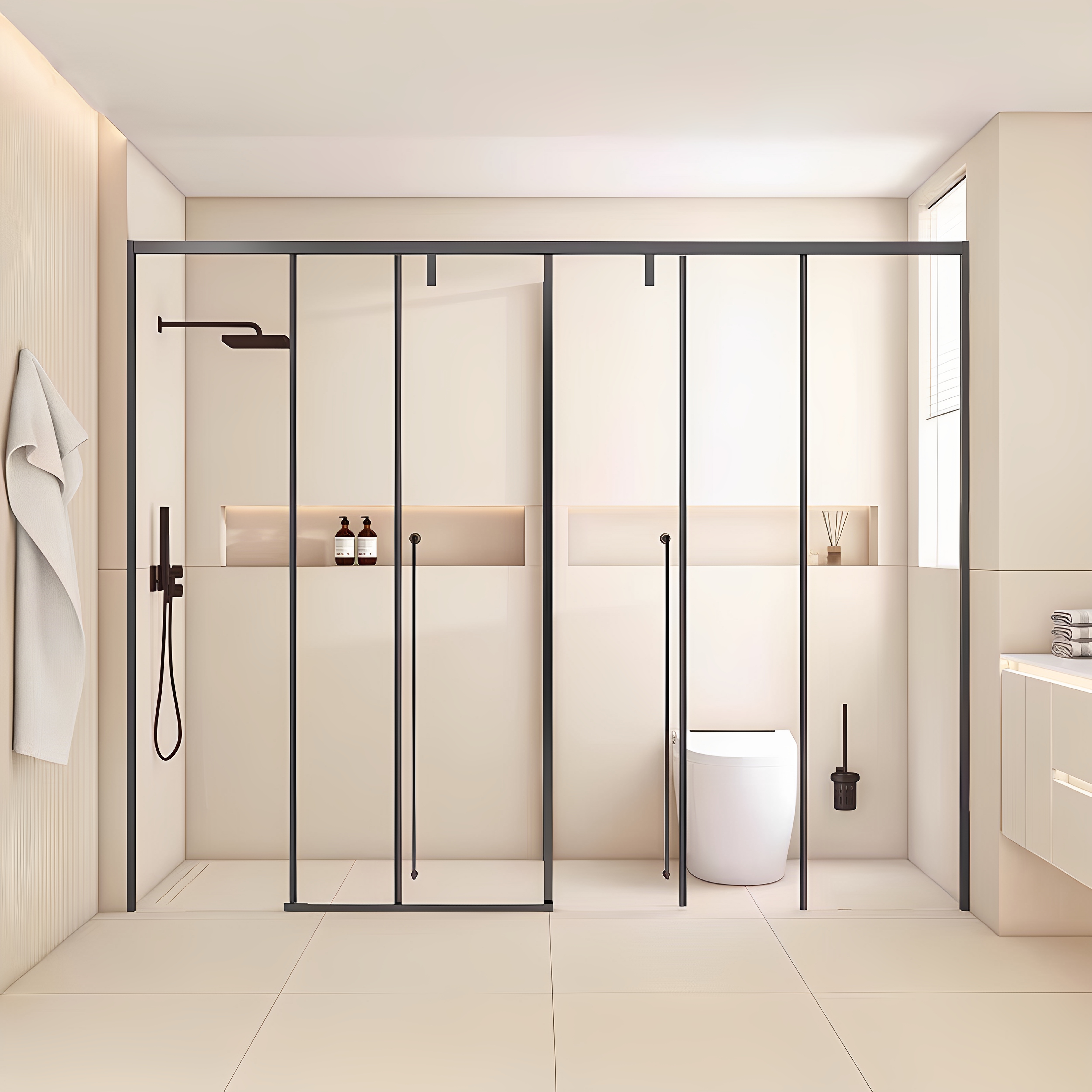 极窄T字型一门俩用淋浴房玻璃门