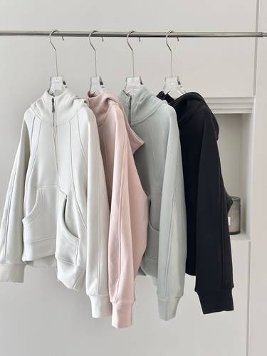 lu家原单连帽外套羊毛蚕丝蛋白热暖绒上衣女秋冬款石墨烯卫衣开衫