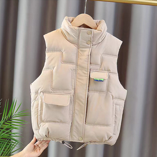 儿童洋气保暖背心女孩羽绒棉坎肩冬款 女童马甲加厚春秋款 2025新款