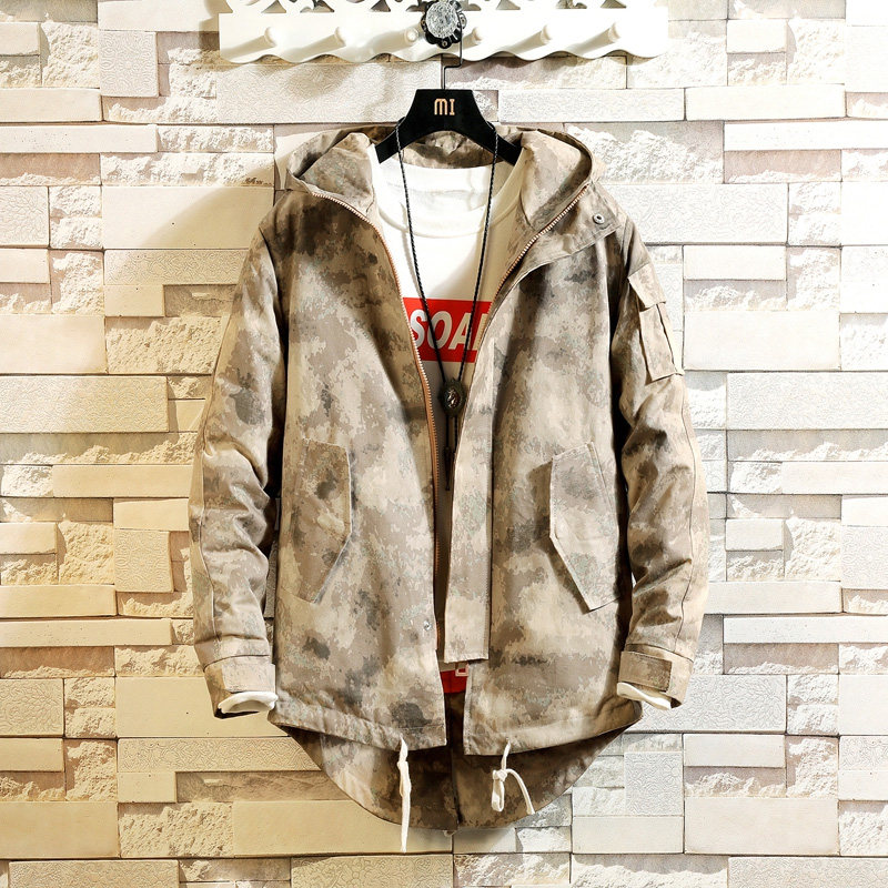 사막 위장 작업복 후드 자켓 남성 봄 가을 멀티 포켓 루즈 자켓 밀리터리 팬 캐주얼 탑 남성 의류