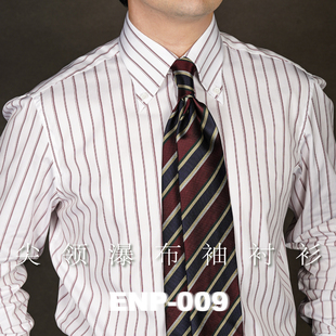 【尖领瀑布袖衬衫】条纹 ENP 高端高纱支纯棉 长尖领 长袖衬衫