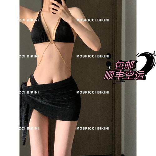 遮肉欧美女性感分体泳衣链条