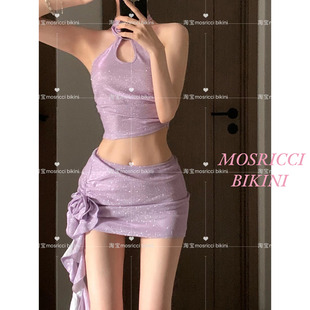 mosricci纯欲玫瑰花包裙套装女装夏2023新款辣妹泰国分体泳衣女