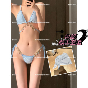 Mosricci人鱼链条钻饰绑带纯欲风比基尼性感写真度假欧美沙滩