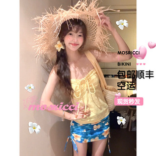 泰国纯欲风性感辣妹吊带背心辣妹裙式 分体泳衣女度假学生保守显瘦